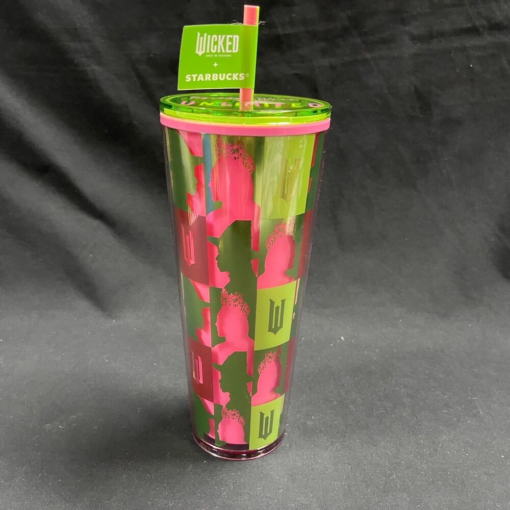 Starbucks Wicked Pink Green Good Evil Checkered Tumbler New Unused